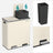 Step-Open Waste Bin - Metal - Cream - Dual Compartment with Soft Closure