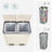 Step-Open Waste Bin - Metal - Cream - Dual Compartment with Soft Closure