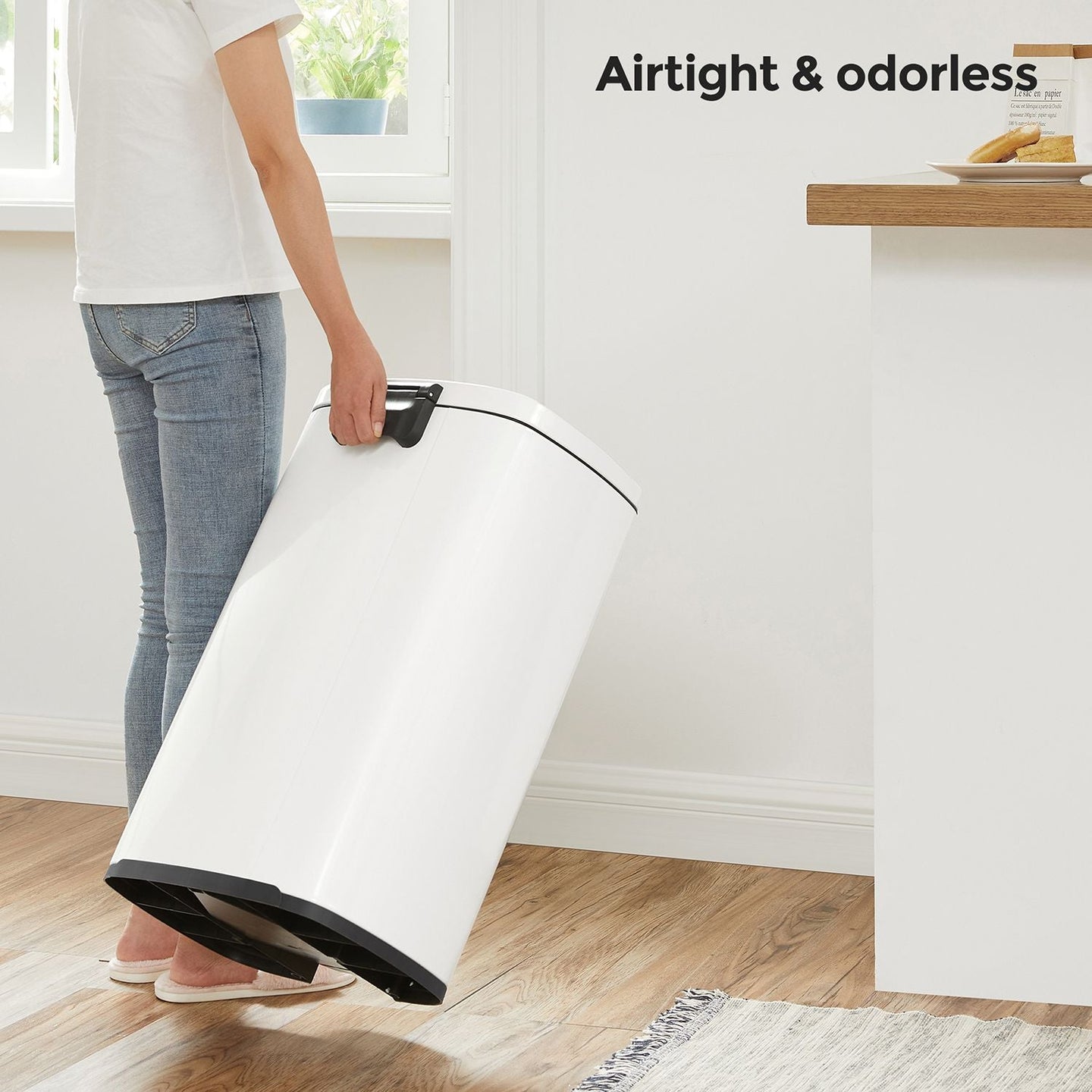 Pedal Kitchen Bin - Steel - Cloud White - 50L Capacity with Soft Close Inner Bucket