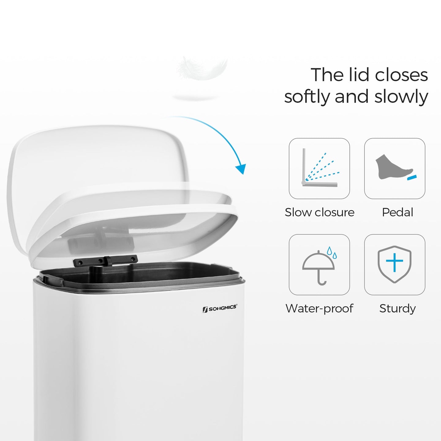 Pedal Kitchen Bin - Steel - Cloud White - 50L Capacity with Soft Close Inner Bucket