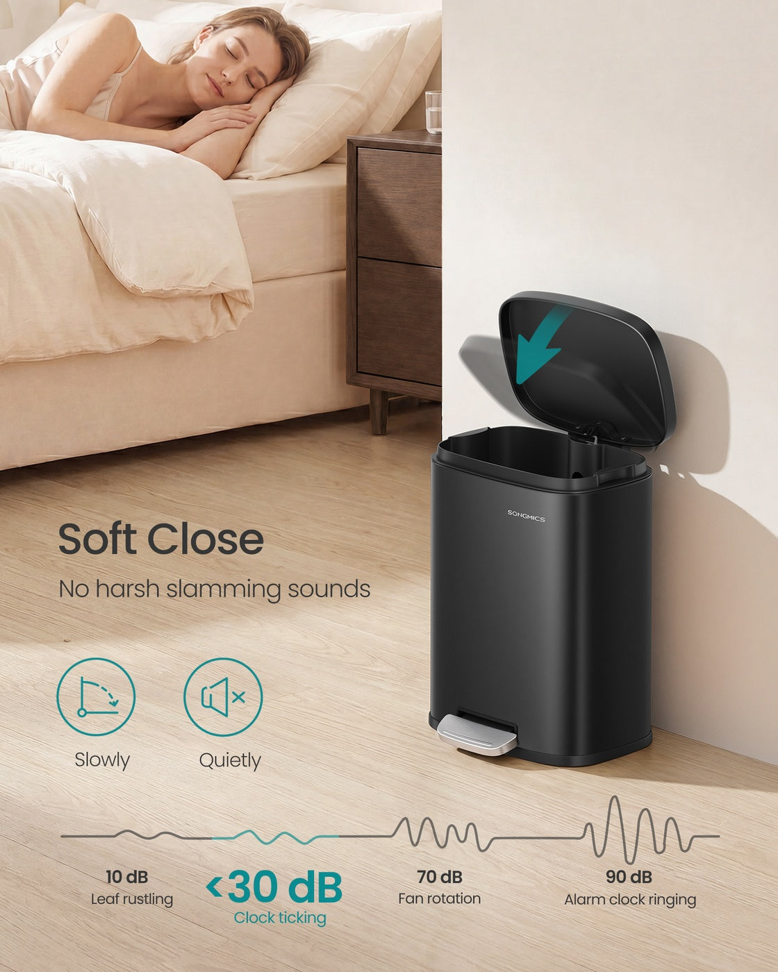 Kitchen Bin - With Pedal and Soft-Close Lid