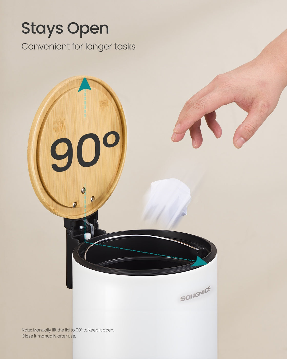 Small Waste Bin - Steel Bin and Plastic Inner Bucket - Cloud White