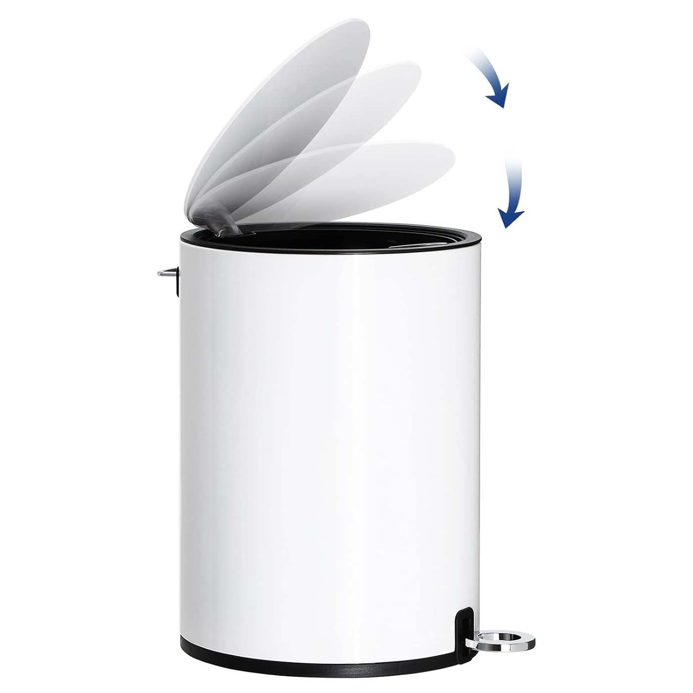Bathroom Bin - Steel - White - Pedal Design with ABS Lid