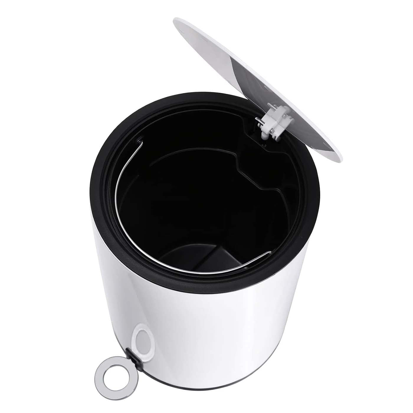 Bathroom Bin - Steel - White - Pedal Design with ABS Lid