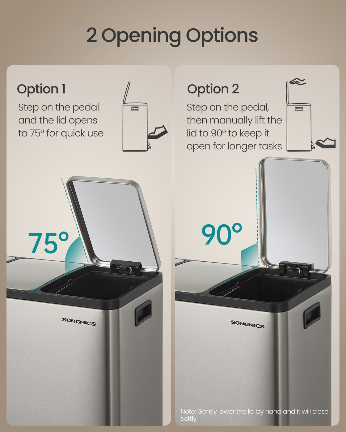 Recycling Bin - With Multiple Compartments - 41.8 x 35.3 x 45.5 cm