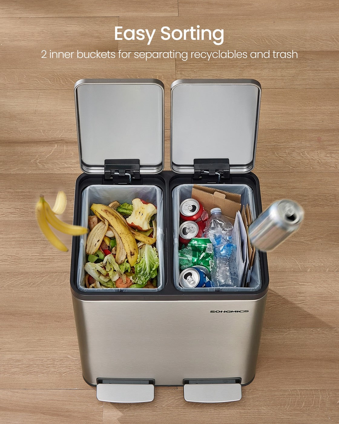 Recycling Bin - With Multiple Compartments - 41.8 x 35.3 x 45.5 cm