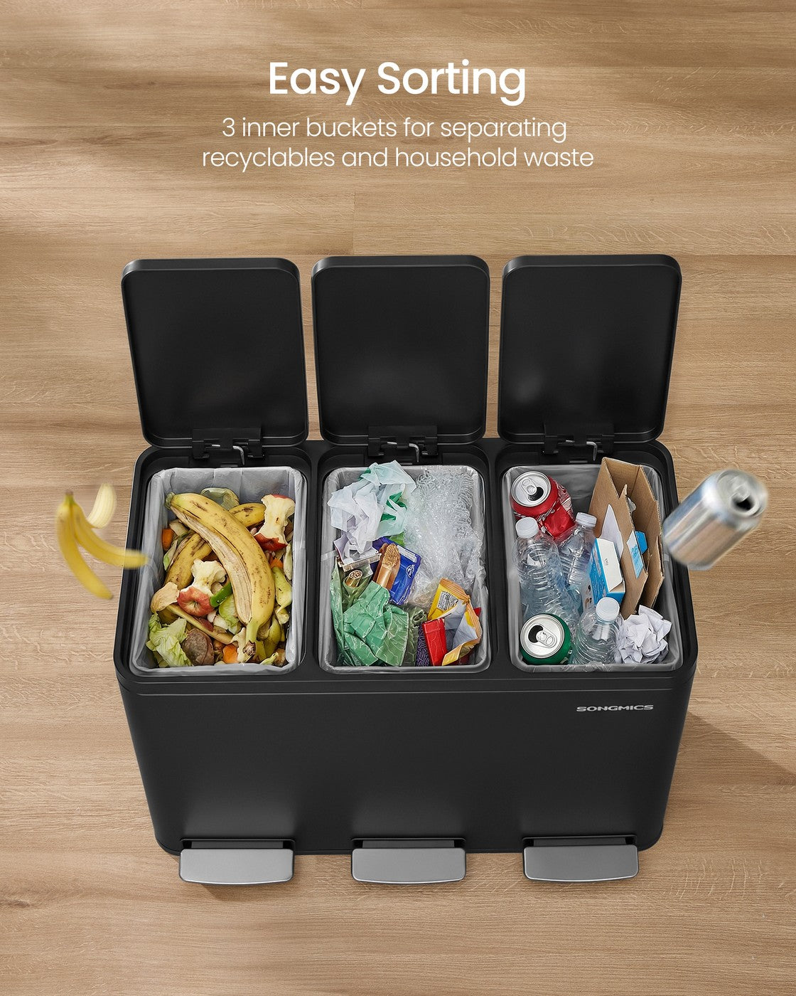 Recycling Bin - With Multiple Compartments - 62 x 35.3 x 45.5 cm