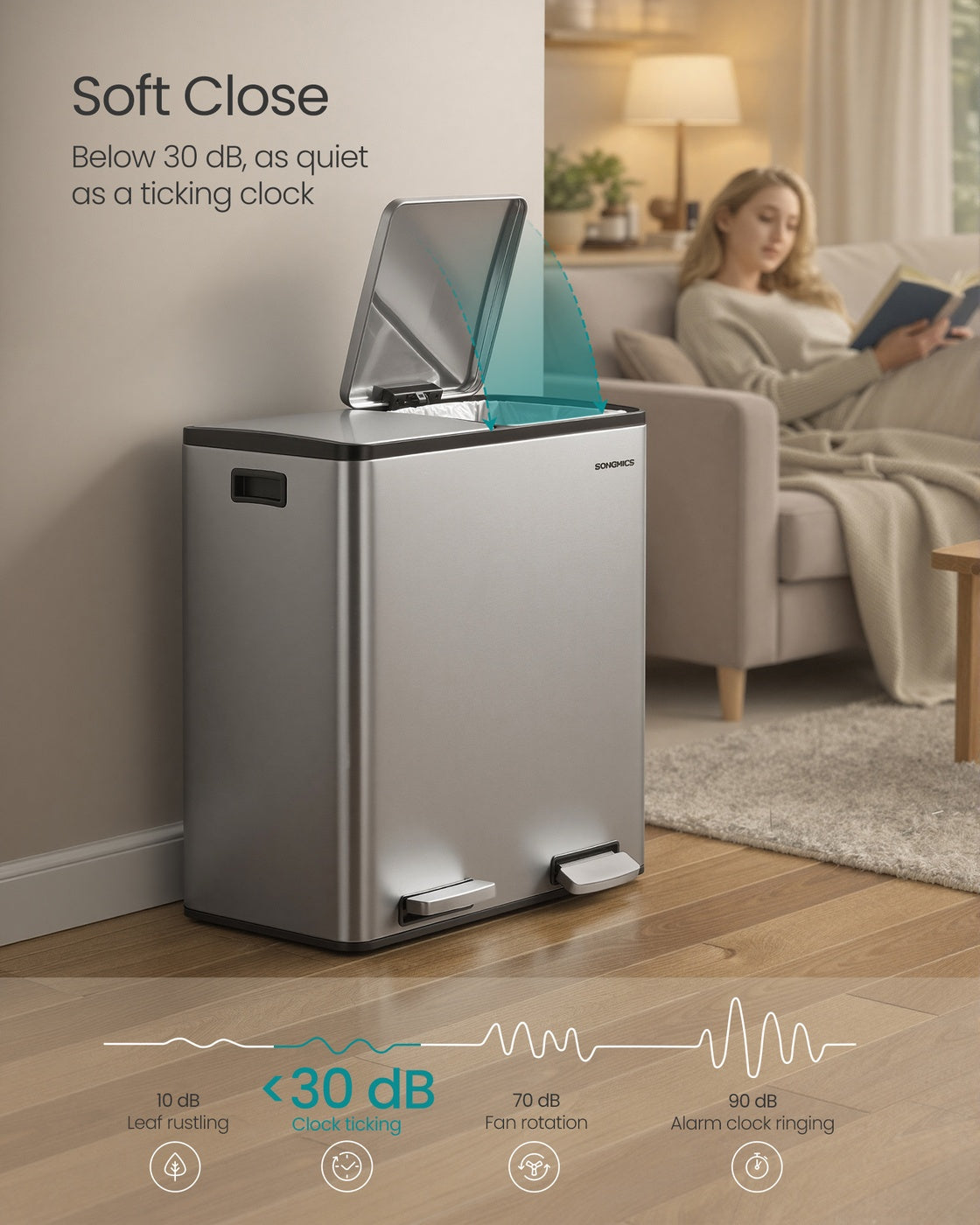 Recycling Bin - With Multiple Compartments - 59.1 x 36.5 x 62.7 cm