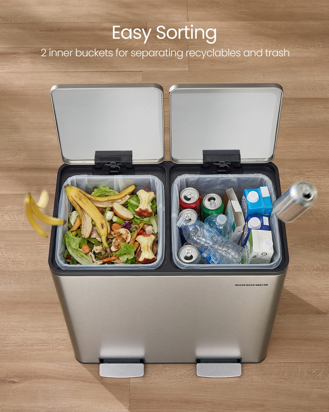Recycling Bin - With Multiple Compartments - 59.1 x 36.5 x 62.7 cm