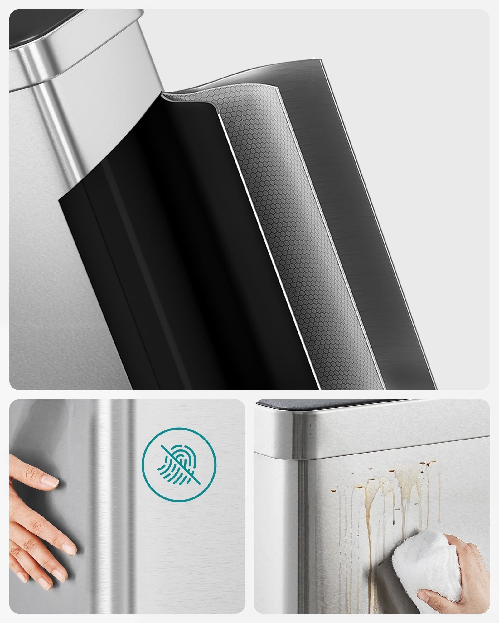 Stainless Steel Pedal Rubbish Bin Set - 30L - Silver - Soft Closure with Trash Bags