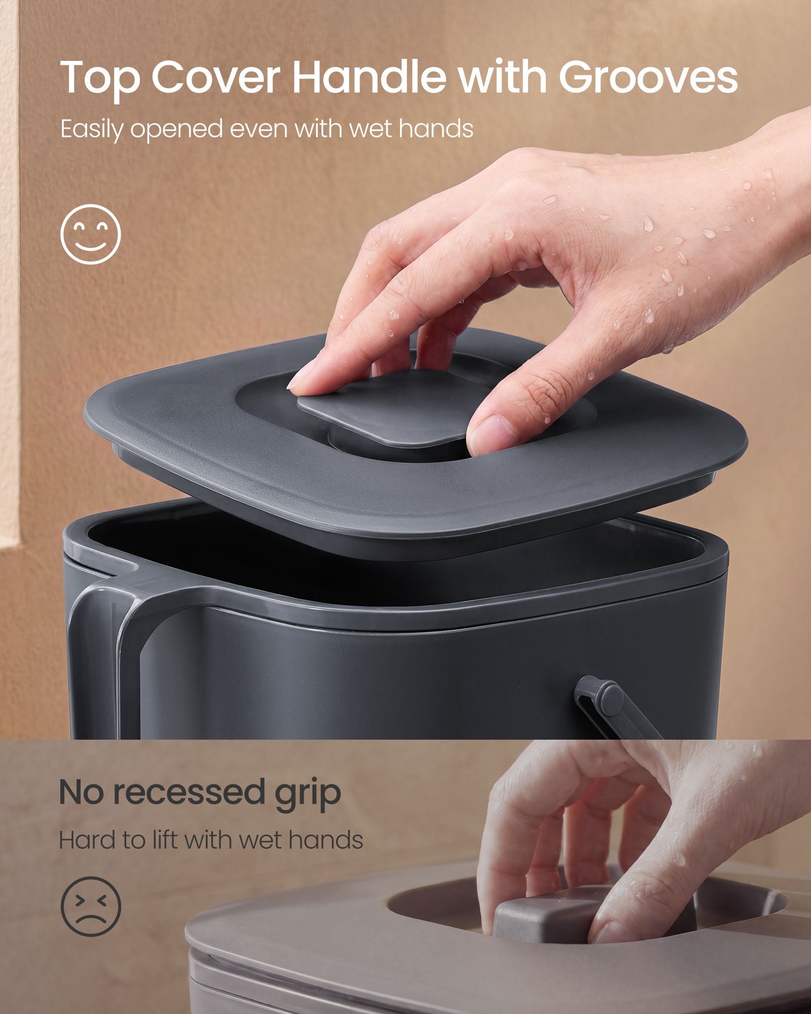Compost Caddy - Odour-Proof with Lid and Strainer Basket - 24 x 20 x 19.5 cm