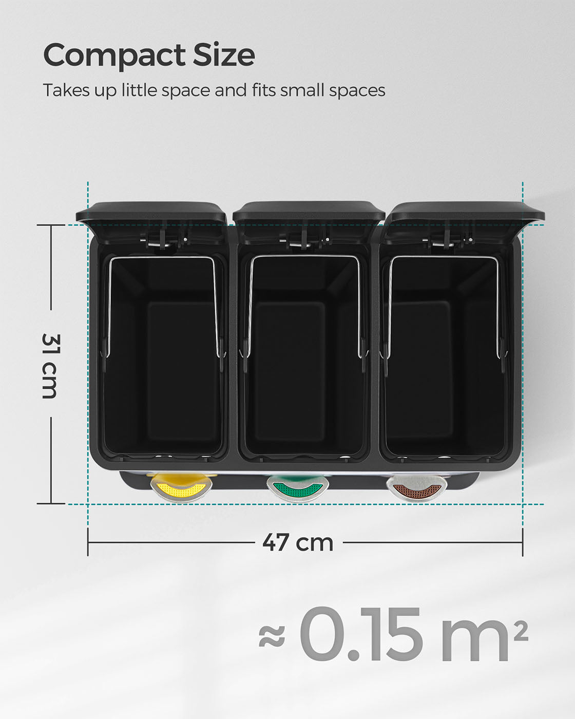 Rubbish Bin - Stainless Steel - Silver - 24 Litre with Pedal and Recycling Separation System