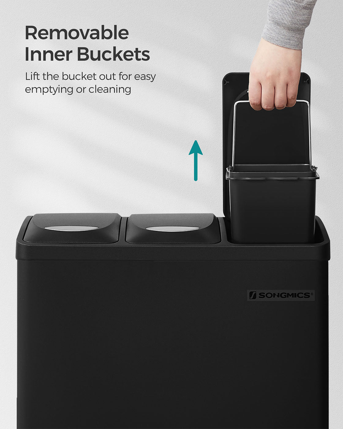 Rubbish Bin - Stainless Steel - Silver - 24 Litre with Pedal and Recycling Separation System