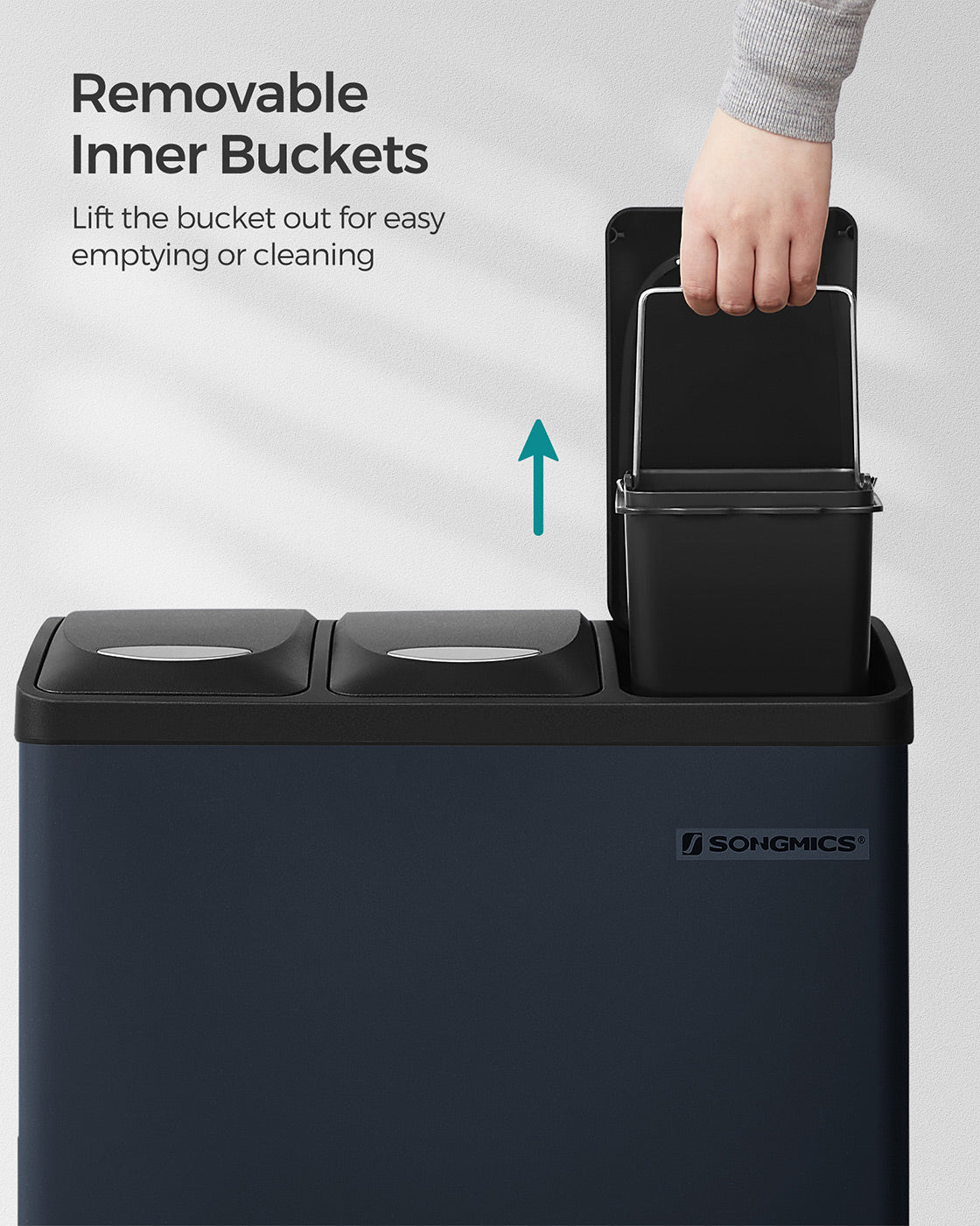 3-in-1 Rubbish Bin - Stainless Steel - Silver - 24 Litre Recycling Waste Separation System