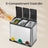 Metal Pedal Trash Bin - Silver - Set of 3 with Lids and Inner Buckets for Waste and Recycling
