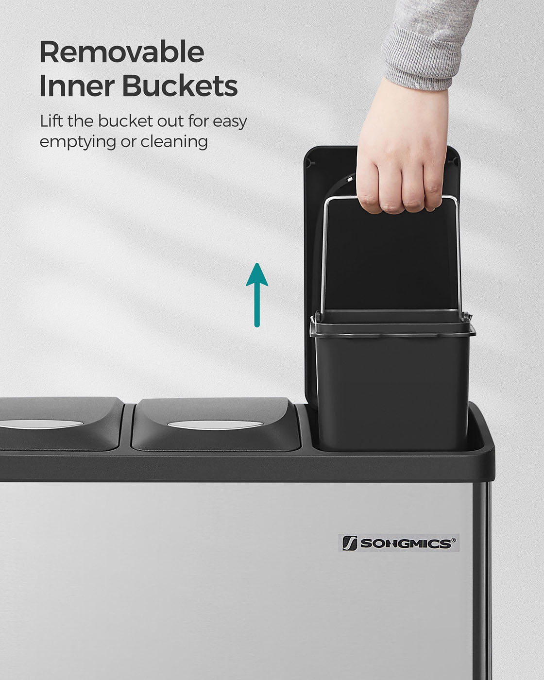 Rubbish Bin - Stainless Steel - Silver - 24 Litre with Pedal and Recycling Separation System