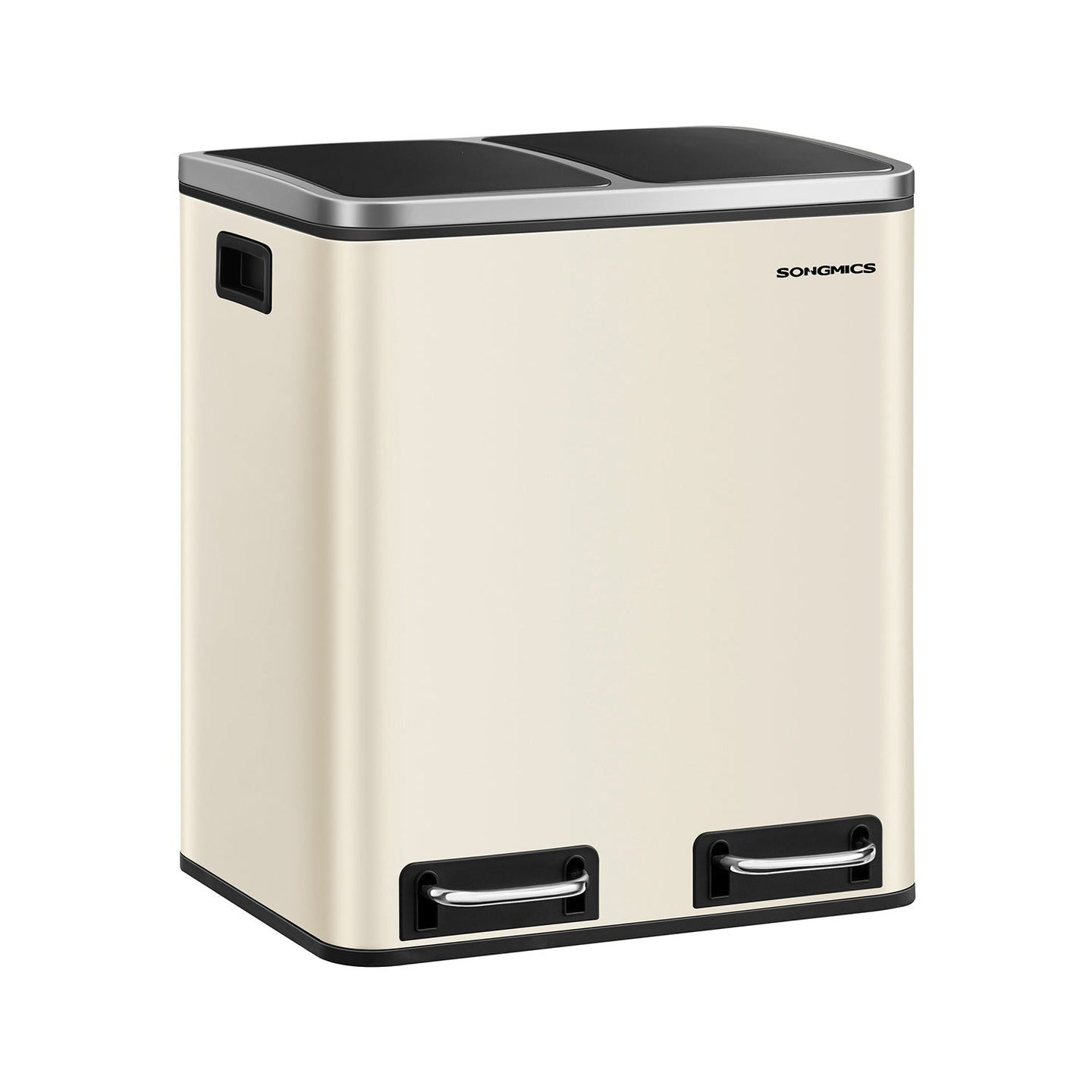 Kitchen Pedal Bin - Dual Compartment 30L - Stainless Steel - Sand Beige and Ink Black