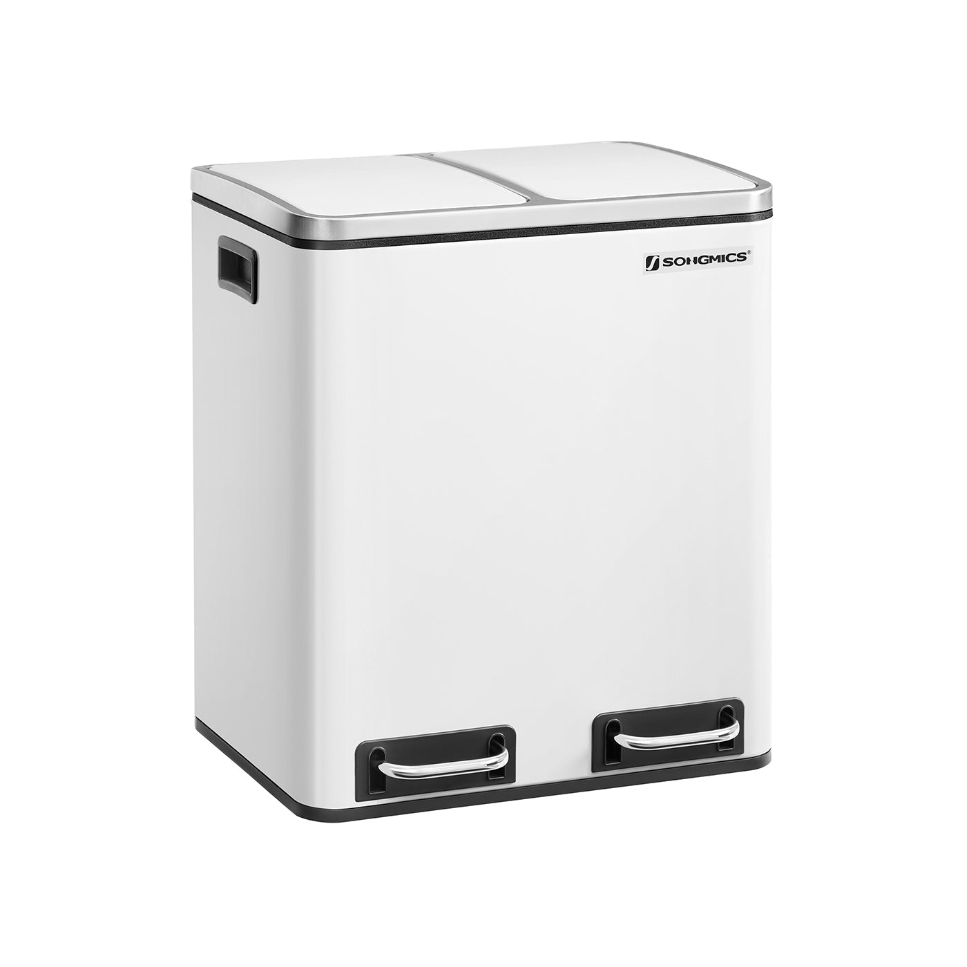 Dual Rubbish Bin - Stainless Steel - White - 30 L Capacity with Inner Classified Bins
