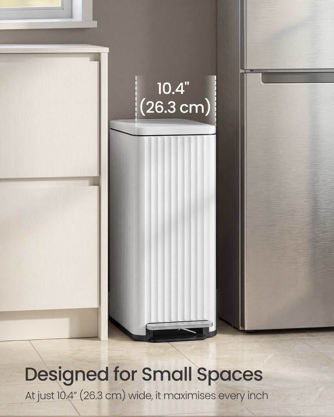 Kitchen Bin - With Pedal and Soft-Close Lid - 47.6 x 26.3 x 62.4 cm