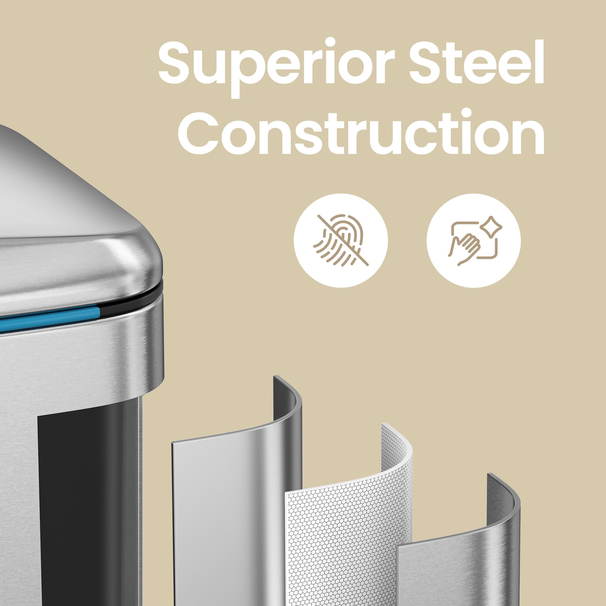 Kitchen Bin - Metal - White - Dual Compartment with Soft Close and Plastic Inner Buckets
