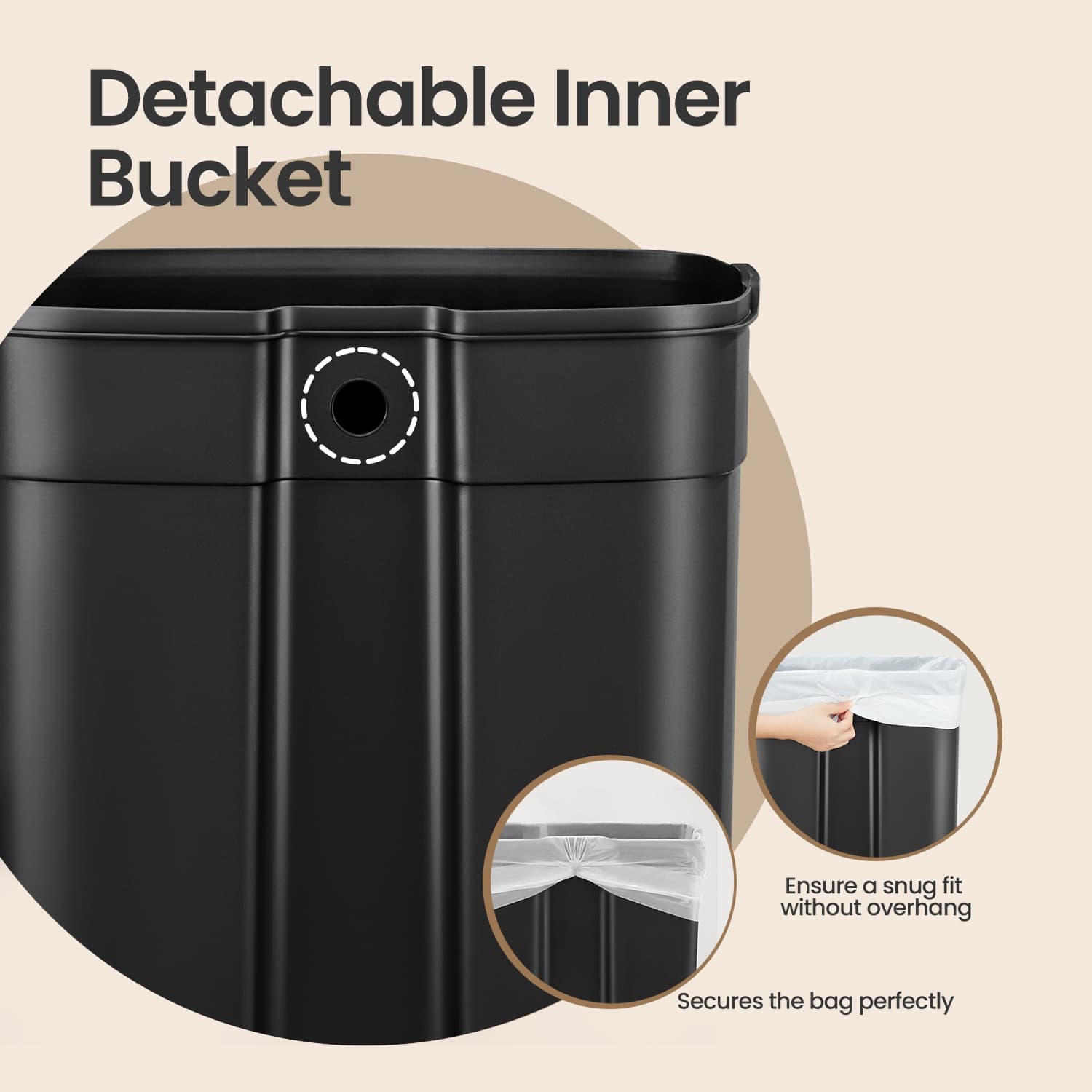 Step-On Pedal Bin - Stainless Steel - Brown - 50L Capacity with Soft Close and Removable Inner Bucket