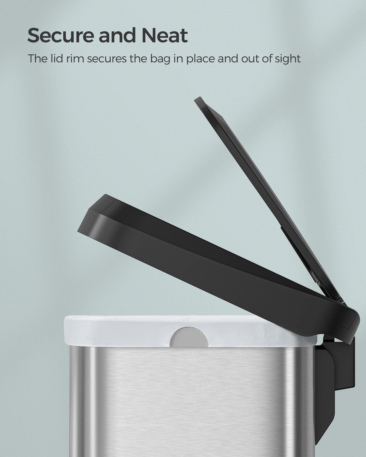 Metal Waste Pedal Bin - 68L - Silver - Tall with Lid