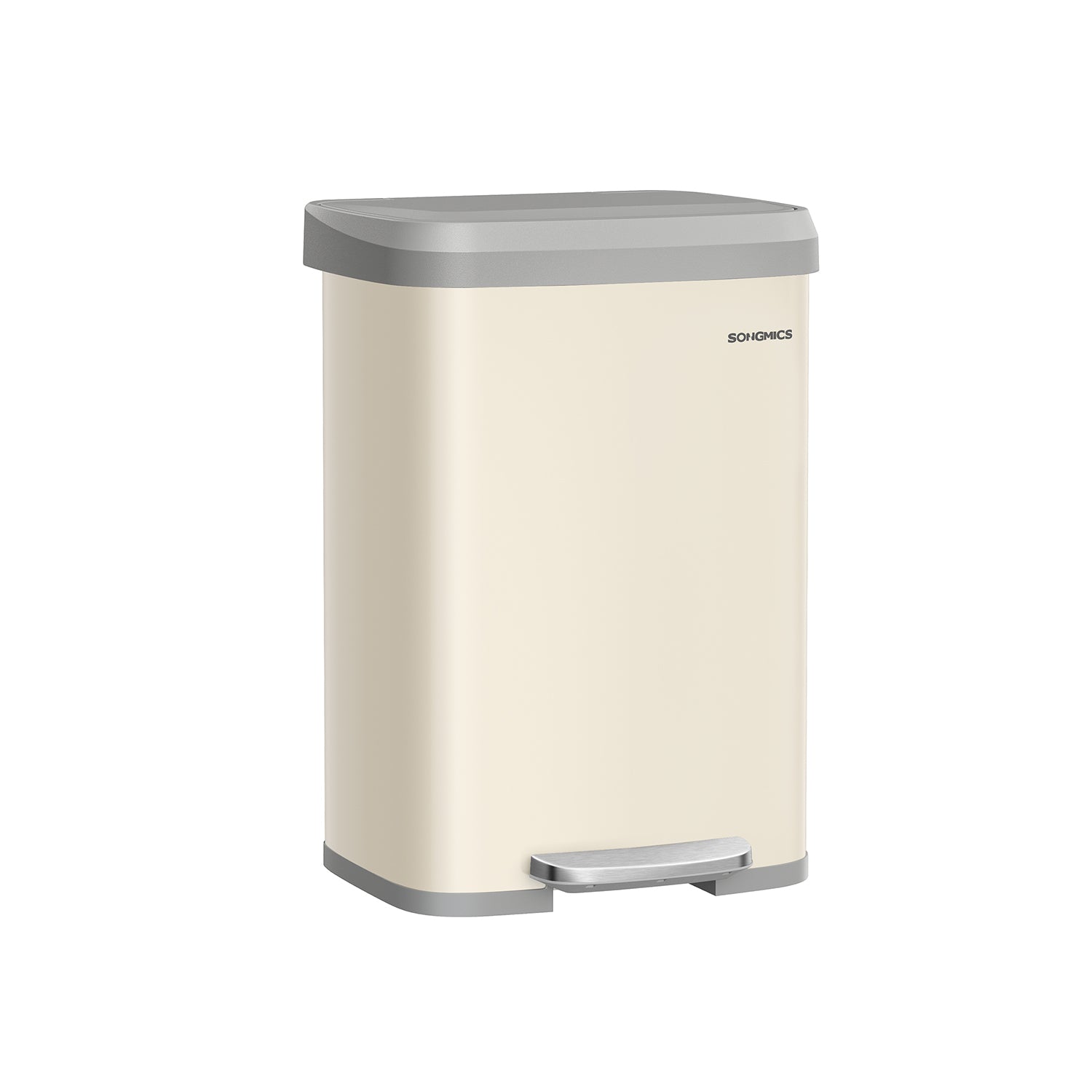 Metal Waste Pedal Bin - 68L Capacity with Lid - Metal - Sand Beige and Dove Grey