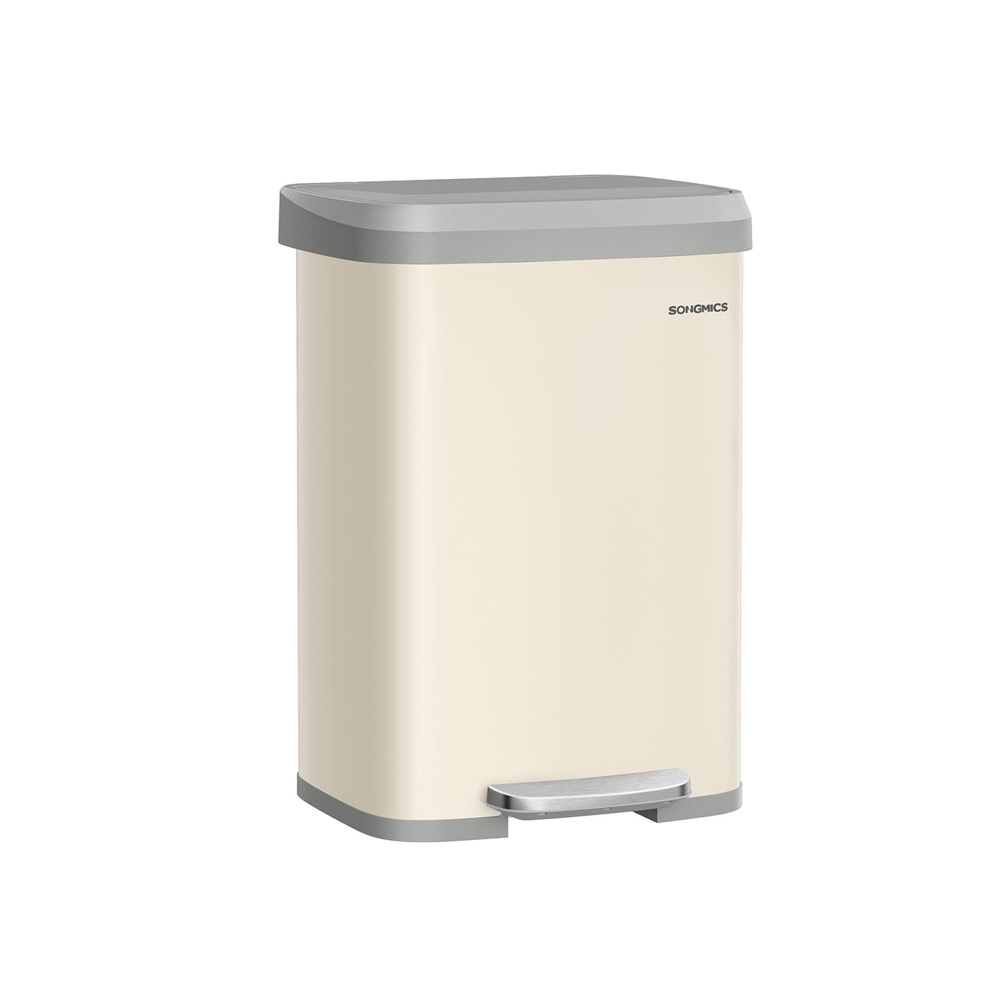 Metal Waste Pedal Bin - 68L Capacity with Lid - Metal - Sand Beige and Dove Grey