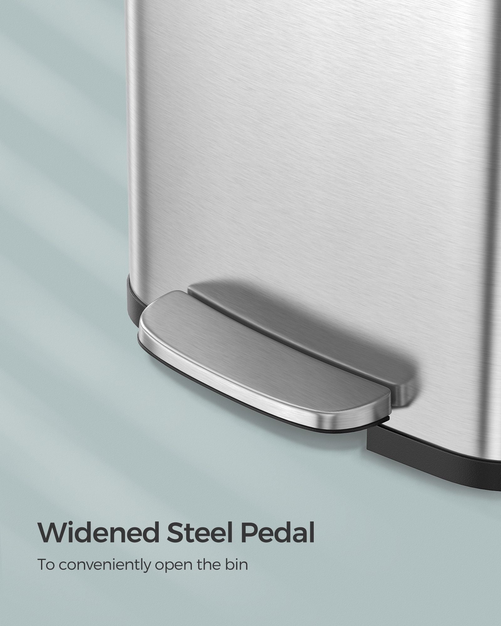 50L Metal Pedal Rubbish Bin - Silver - Large Capacity with Lid