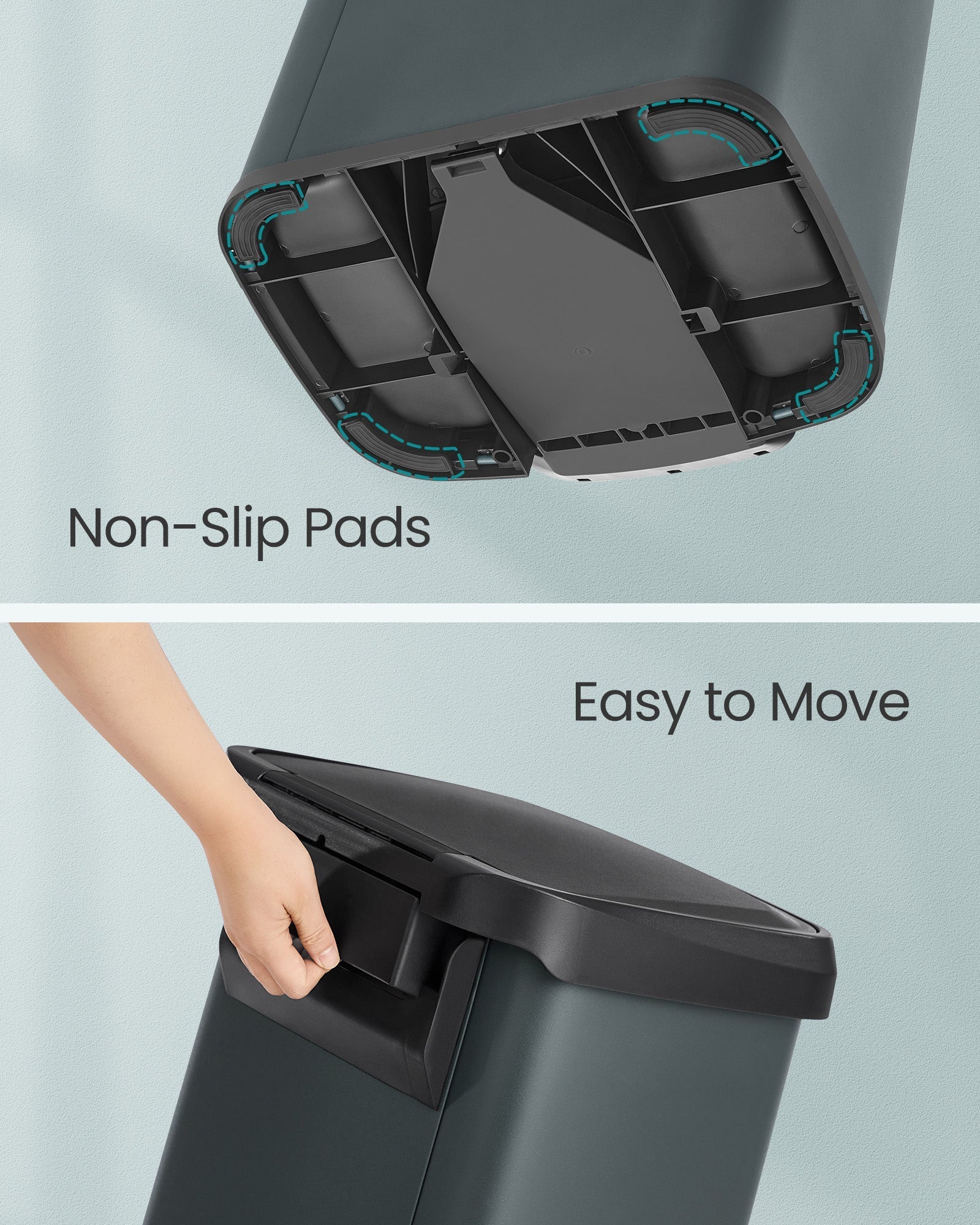 Metal Pedal Bin - 68L Capacity with Lid - Metal - Charcoal Grey and Black
