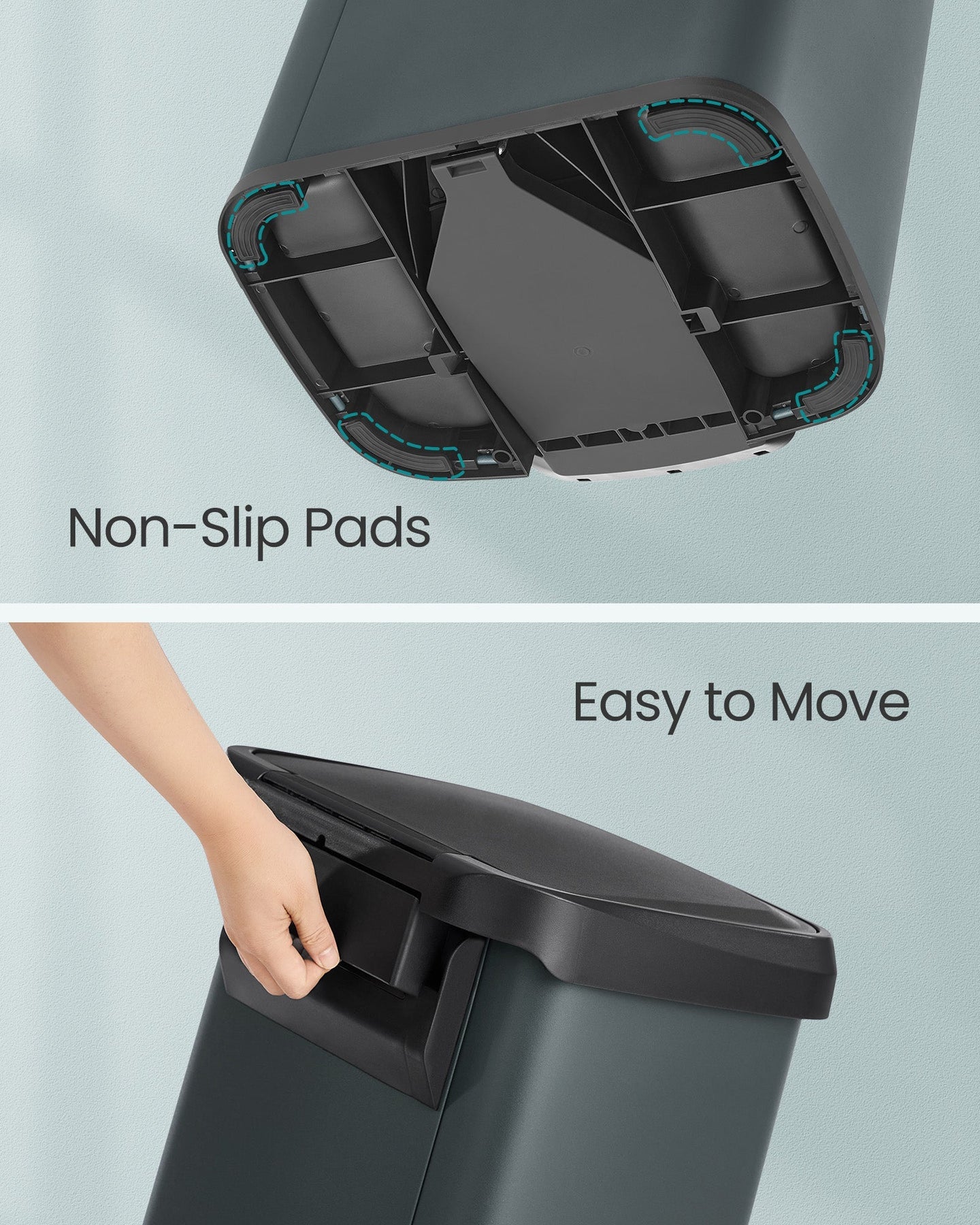 Metal Pedal Bin - 68L Capacity with Lid - Metal - Charcoal Grey and Black