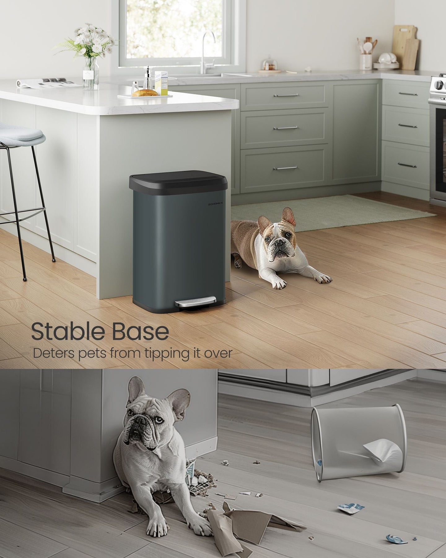 Metal Pedal Bin - 68L Capacity with Lid - Metal - Charcoal Grey and Black