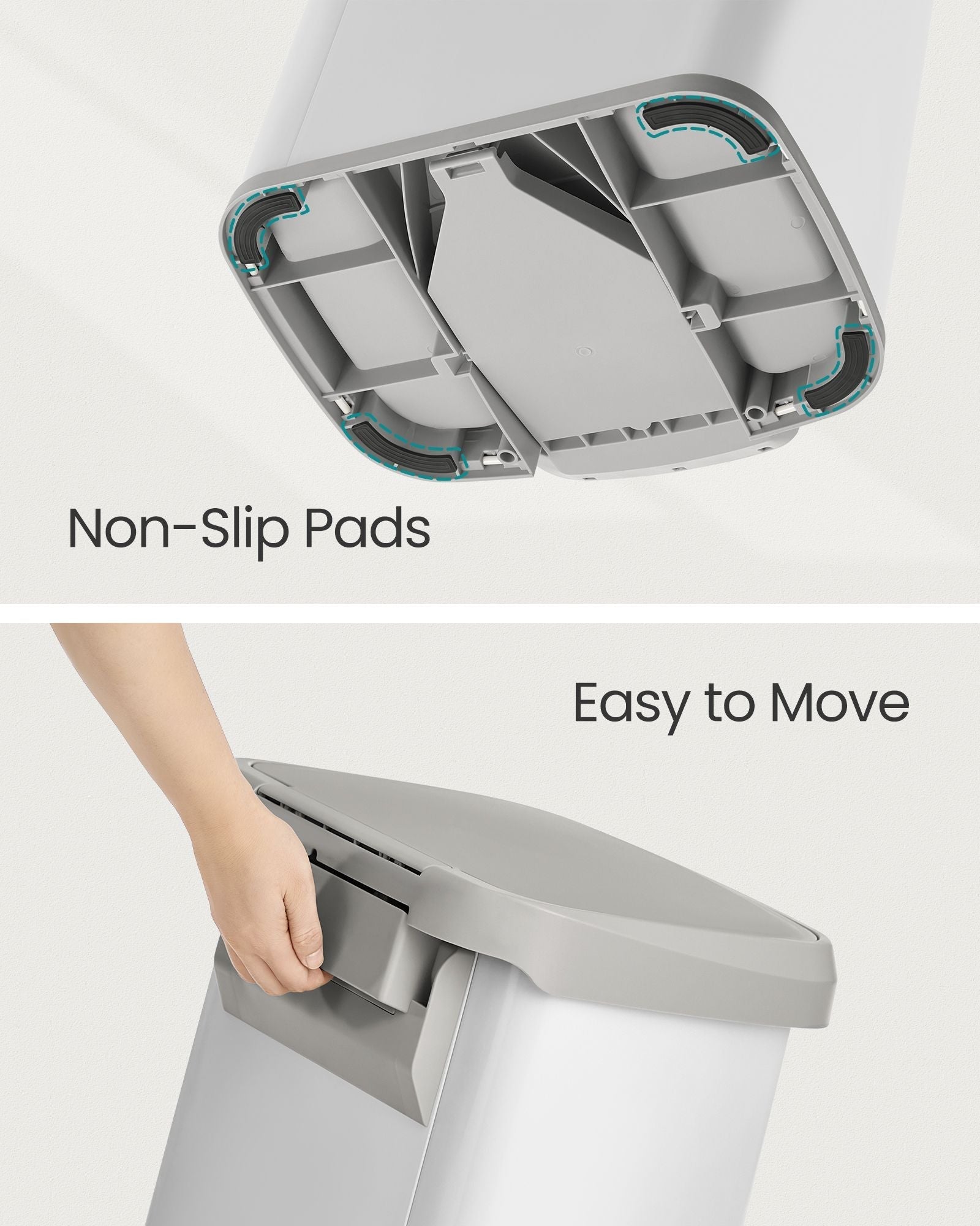 Metal Pedal Waste Bin - 68L Capacity - Steel - White and Dove Grey