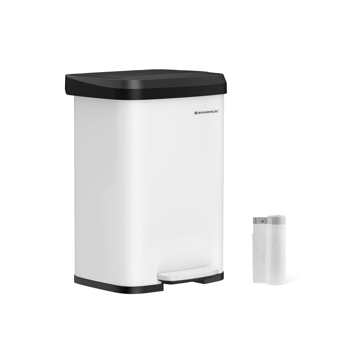 50L Metal Pedal Rubbish Bin - Silver - Large Capacity with Lid