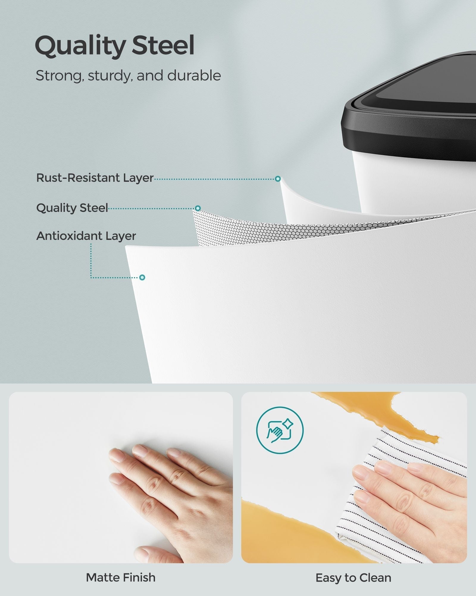 50L Metal Pedal Rubbish Bin - Silver - Large Capacity with Lid
