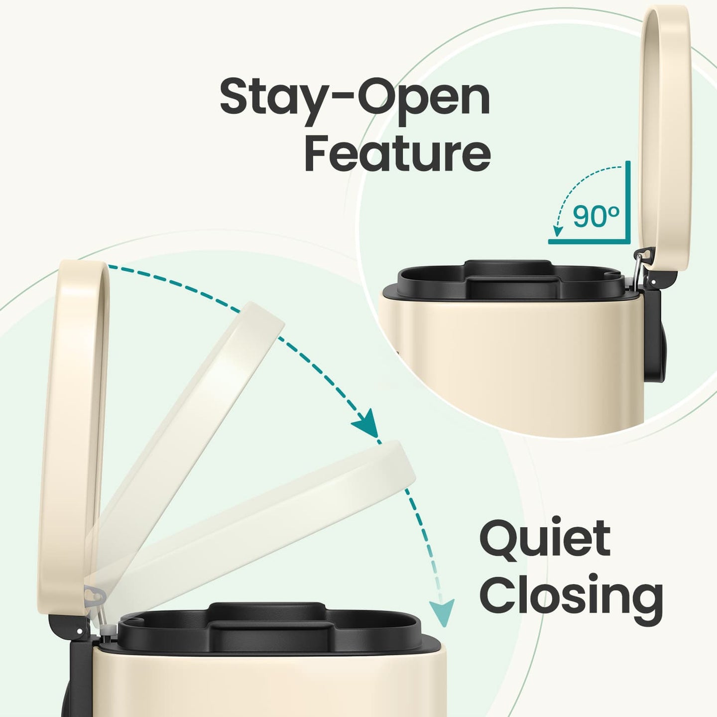 Large Steel Pedal Trash Can - 40L - Beige - Soft Close with 15 Liners Included