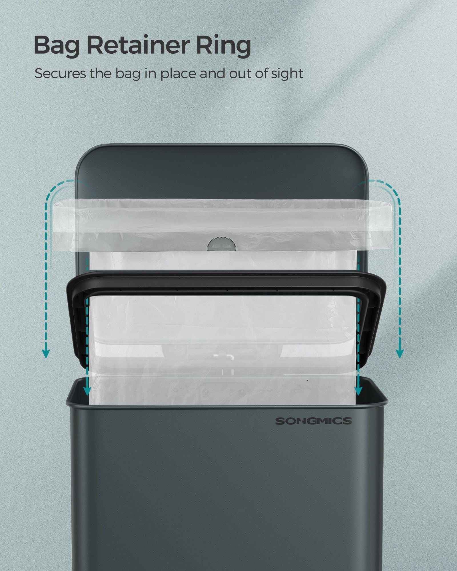 Large Step Rubbish Bin - Steel - Charcoal Grey - Soft Close with 15 Liner Bags Included