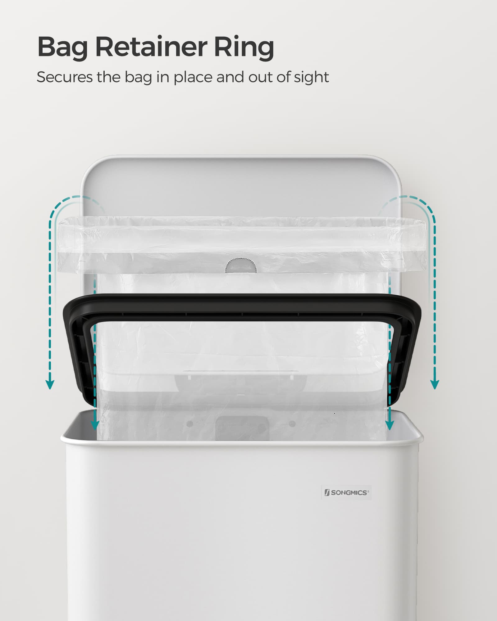 Kitchen Bin - Steel - White - 40L Capacity with Soft Close Lid
