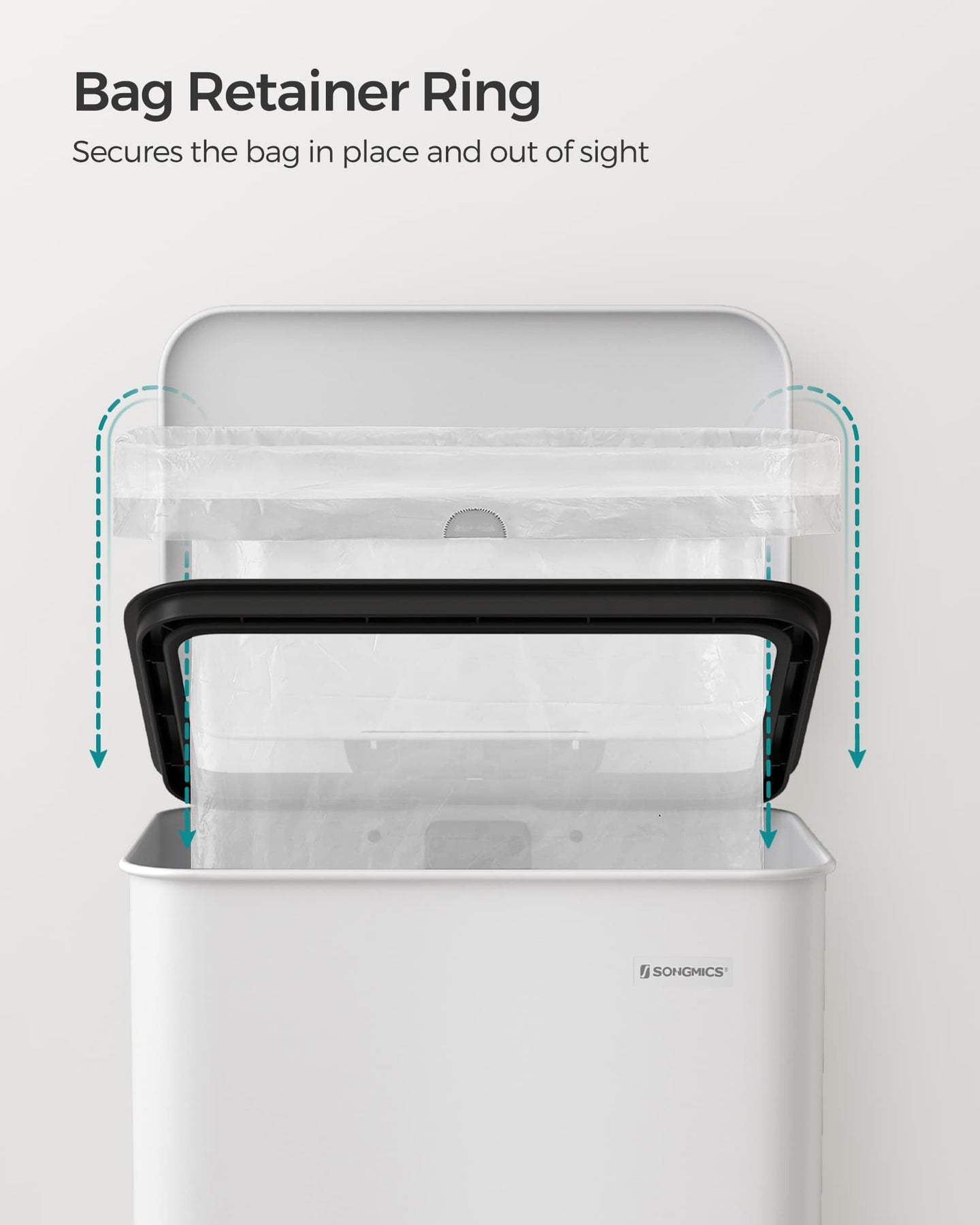 Kitchen Bin - Steel - White - 40L Capacity with Soft Close Lid