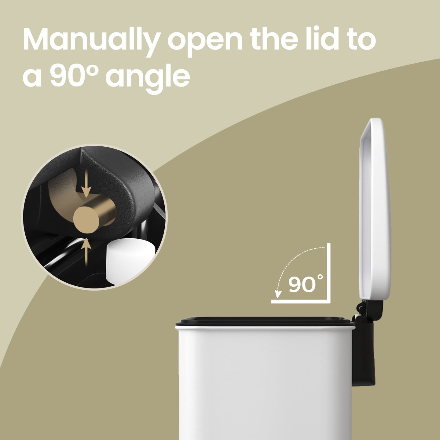Large Step Waste Bin - Steel - White - 40L Capacity with Soft Close Mechanism