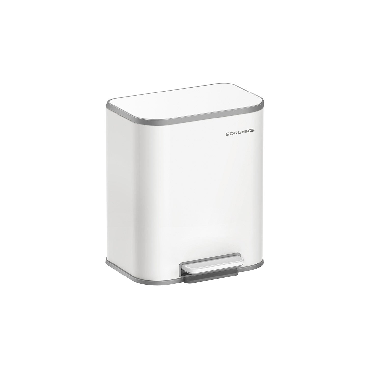 20L Kitchen Bin - Steel - Cloud White - Soft-Close Lid and Wide Non-Slip Pedal