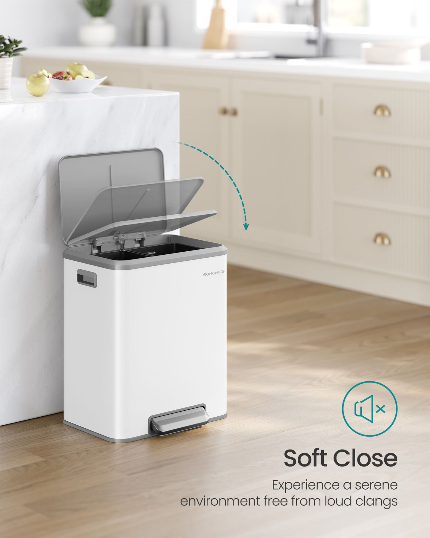 Double Bin - Steel - Cloud White - Soft-Close Lid