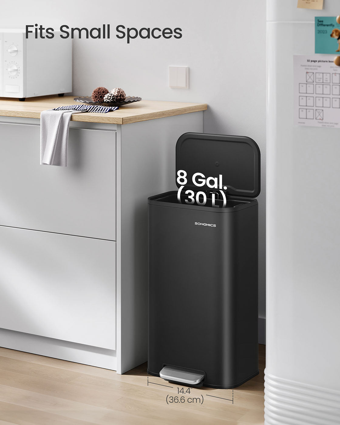 Pedal Bin - Steel - Ink Black - 30 L Capacity with Soft-Close Lid and Wide Non-Slip Pedal