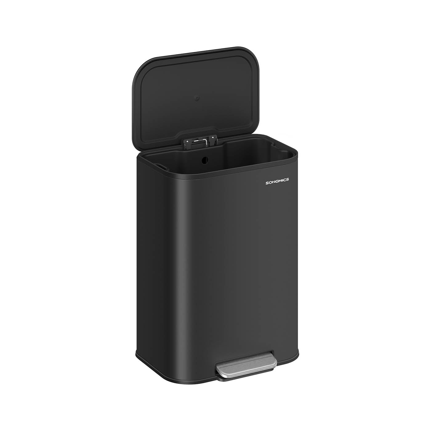 Pedal Bin - Steel - Ink Black - 50 L Soft-Close Lid with Wide Non-Slip Pedal