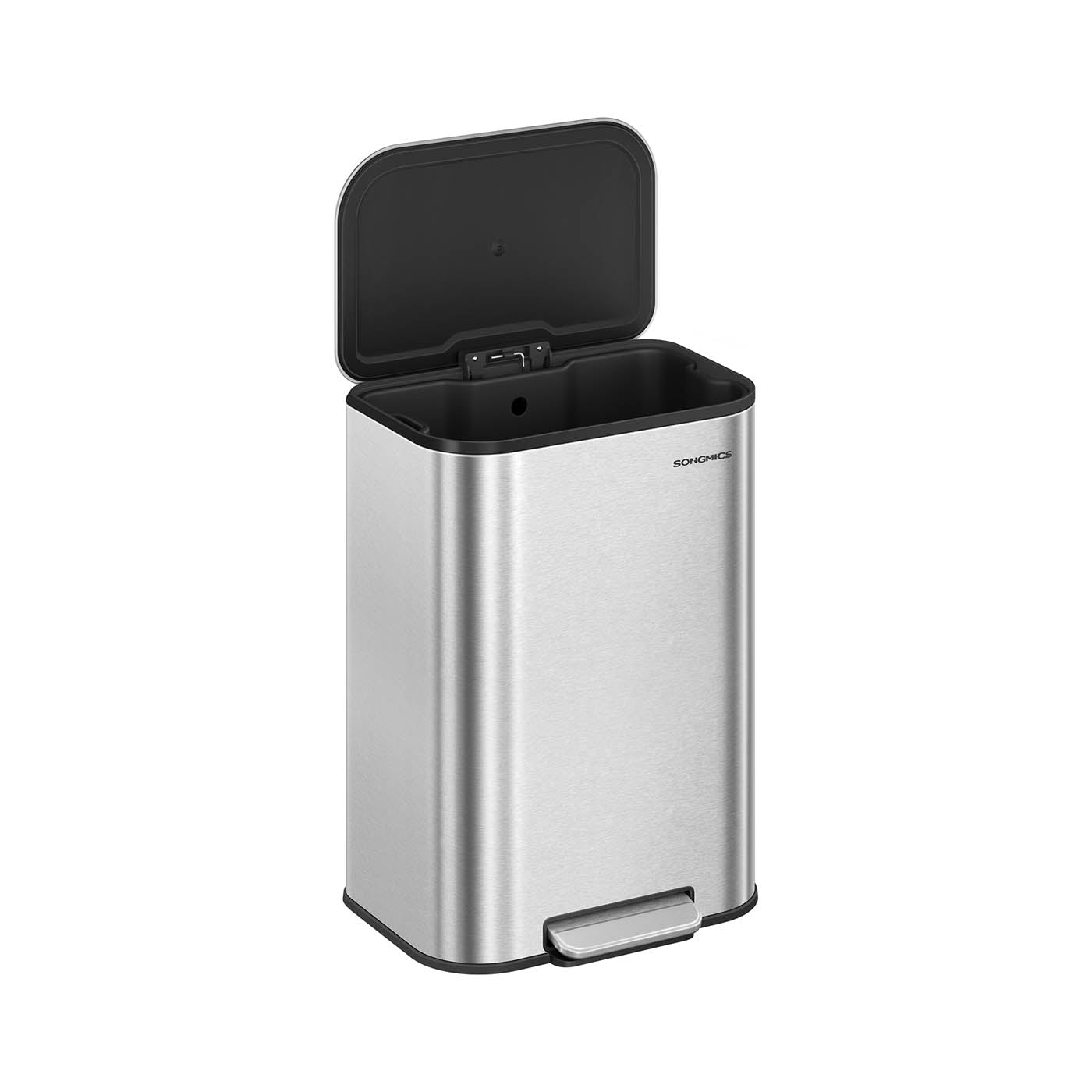 Trash Bin - Steel - Metallic Silver - 50L Capacity