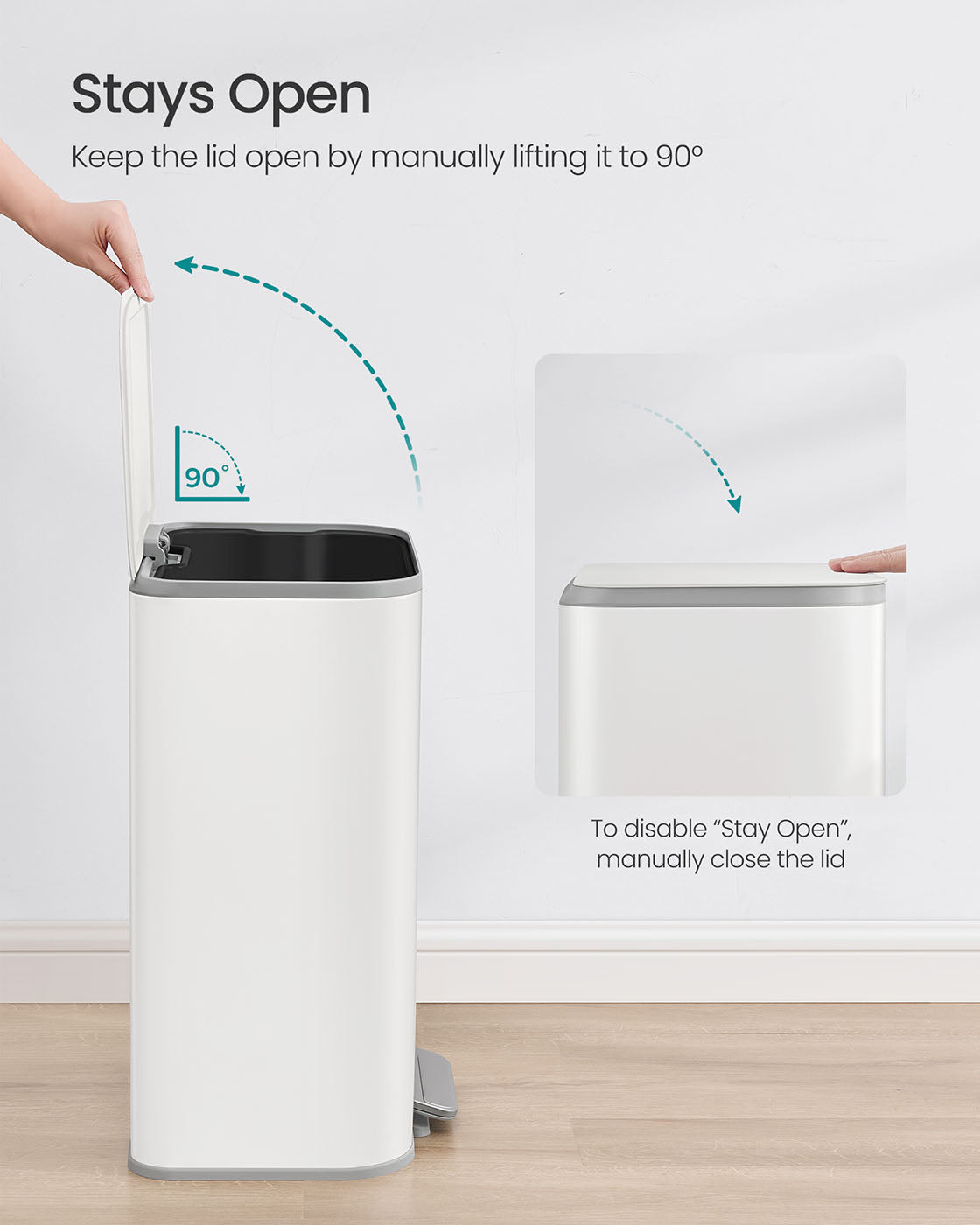 Trash Bin - Steel - Cloud White - 50 L Soft-Close Lid with Wide Non-Slip Pedal