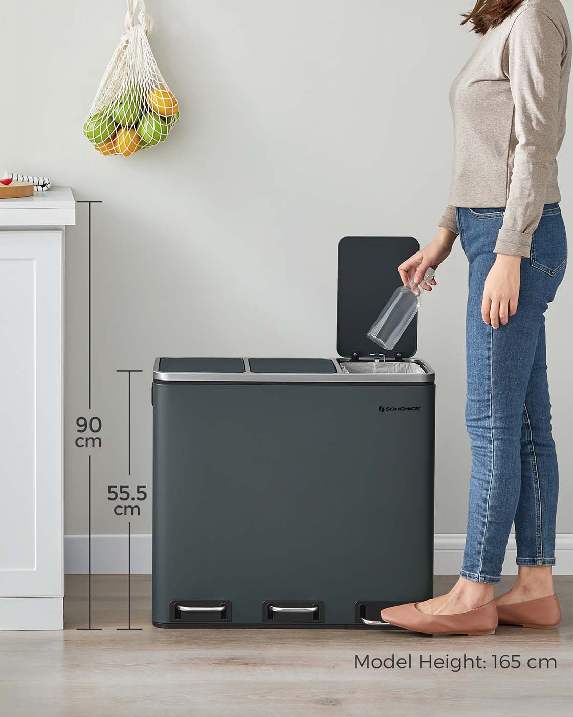 Kitchen Rubbish Bin - Stainless Steel - Fingerprint-Proof