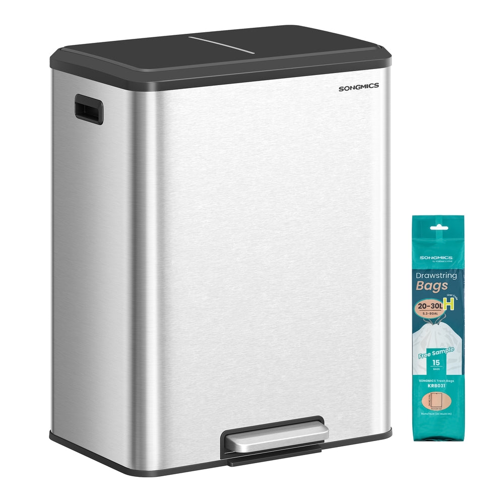 Kitchen Bin - Stainless Steel and Plastic - Metallic Silver