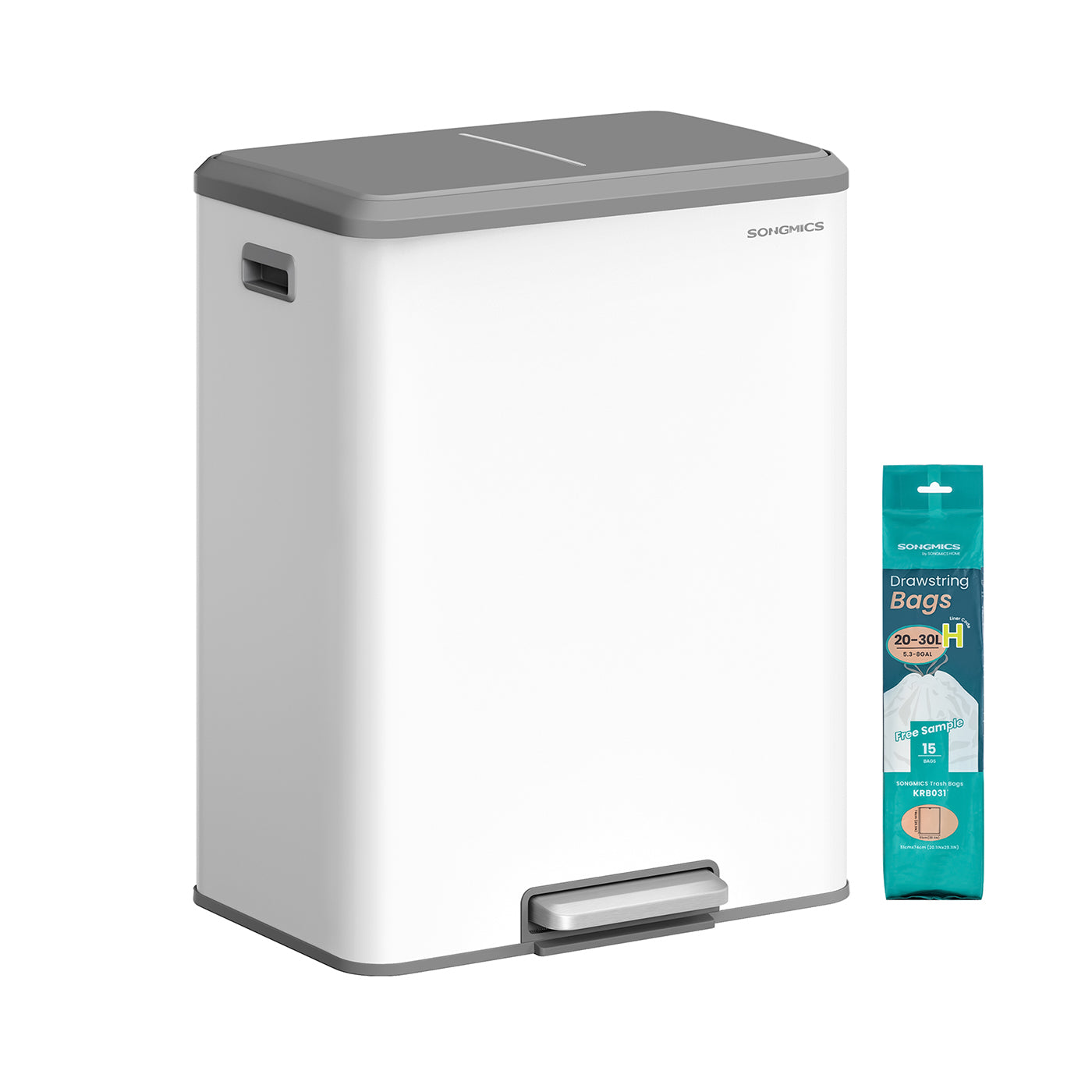 Kitchen Bin - Steel and Plastic - Cloud White