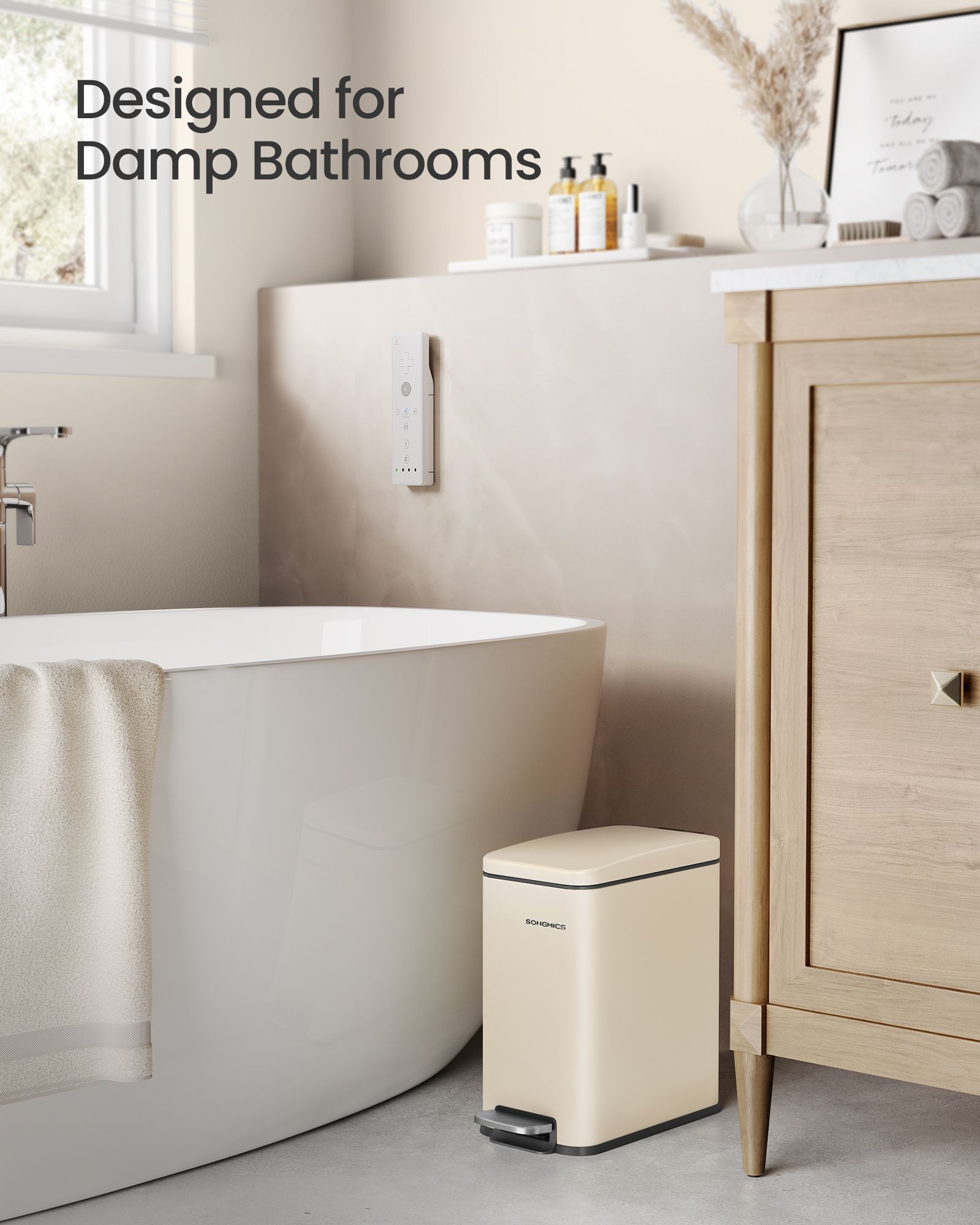 Bathroom Pedal Bin - Steel - Sand Beige - Soft Close